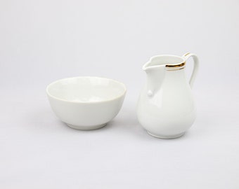 Vintage simplistic creamer and bowl by Kahla, GDR. 1970s