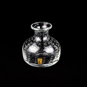 Vintage glass vase by Bengt Orup for Johansfors glasbruk, Sweden. Mouth-blown.  1960s-1970s.
