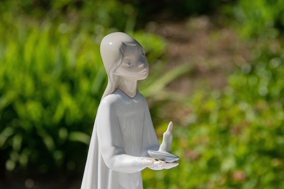 Vintage Porcelain, Lladro Figurine of a Girl Holding a Candle