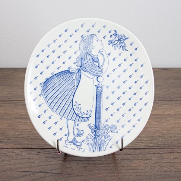 Vintage Rörstrand Plate "Karin" Wall Hung with White & Blue Decorations - Swedish Vintage - Jackie Lynd Design