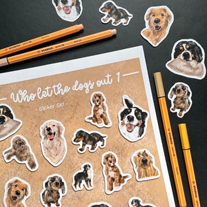Who Let The Dogs Out 1  // Handmade Dog Stickers // Gifts, Decoration, Scrapbook, Bullet Journal