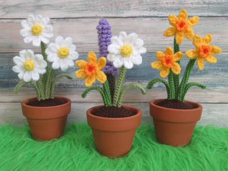 Crochet Spring Flowers, Daffodil Daisy Lavender, Blooming Lovely Flowers, Home decor, Experienced Beginner, PDF pattern only image 10