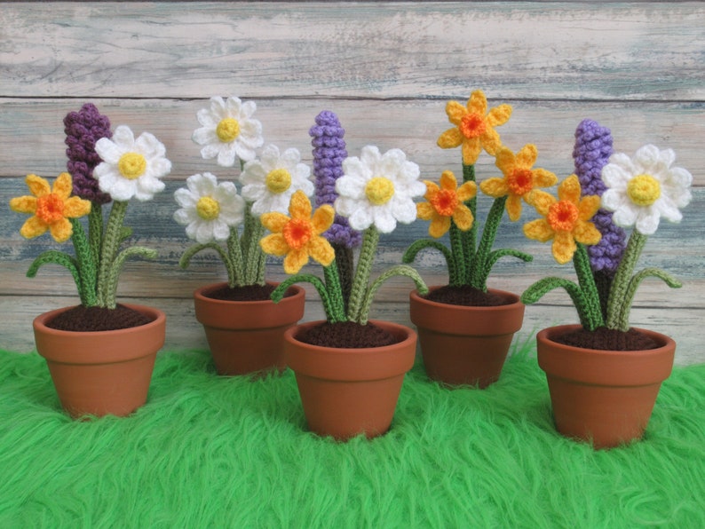 Crochet Spring Flowers, Daffodil Daisy Lavender, Blooming Lovely Flowers, Home decor, Experienced Beginner, PDF pattern only image 2