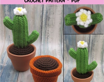 Crochet Two Armed Cactus (B), Plant Ornament, Beginner Level, PDF Pattern ONLY