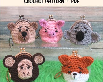 Coin Purse Crochet Pattern: Bear, Pig, Koala, Monkey, Fox (PDF Pattern)