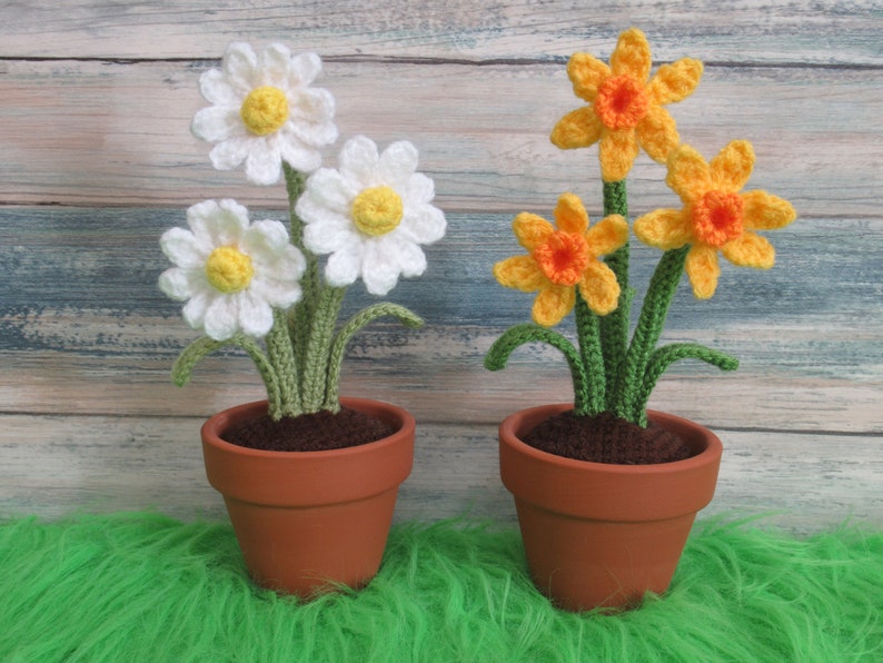 Crochet Spring Flowers, Daffodil Daisy Lavender, Blooming Lovely Flowers, Home decor, Experienced Beginner, PDF pattern only image 3