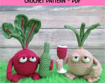 Pickled Beetroot and Pickled Onion Crochet Pattern, Cute and Fun Vegetables, Intermediate Skills Required, PDF Pattern ONLY