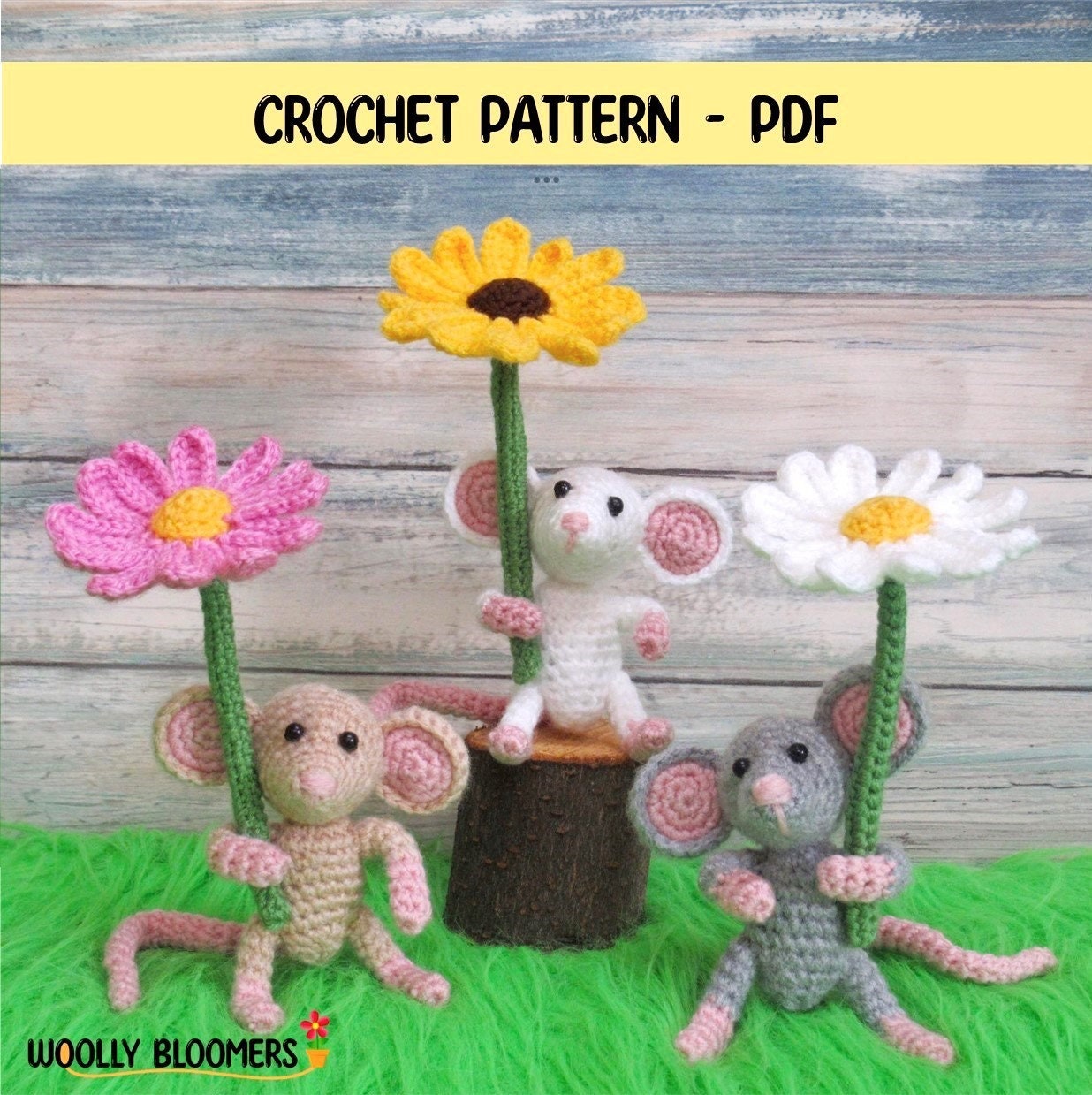 30 Beautiful Crochet Umbrellas and Patterns You Will Love! 1 Amigurumi Mouse with Flower Umbrella Crochet Pattern