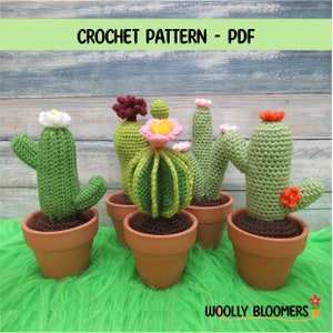 FIVE Crochet Cacti Bumper Bundle, PDF pattern ONLY, Crochet gift and ornament, Home decor, Ideal for Experienced Beginners.