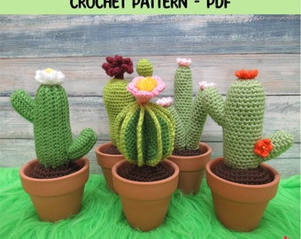 FIVE Crochet Cacti Bumper Bundle, PDF pattern ONLY, Crochet gift and ornament, Home decor, Ideal for Experienced Beginners.