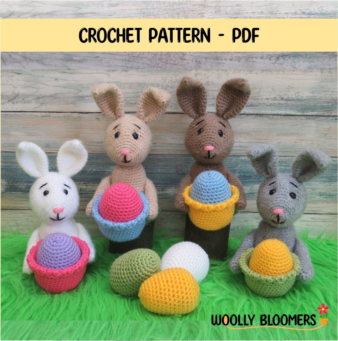 Amigurumi Easter Bunny Crochet Pattern: Rabbit With Basket & Egg (PDF ...