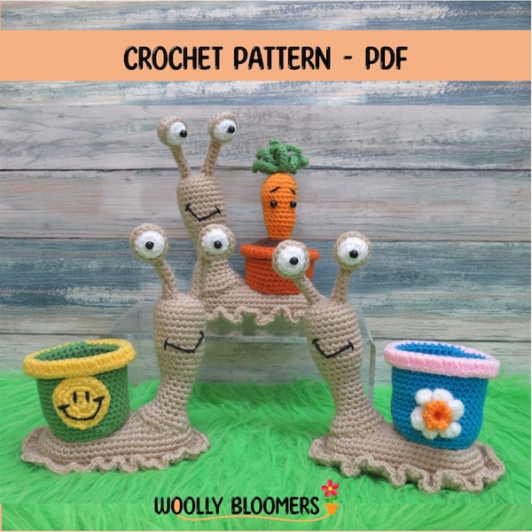 Joli motif de rangement crocheté en forme d'escargot Amigurumi, porte-clés et porte-bonbons pour écouteurs, personnage mignon, débutant expérimenté, modèle PDF UNIQUEMENT