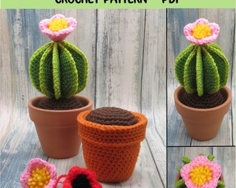 Crochet Ball Cactus, Plant Ornament, Beginner Level, PDF Pattern ONLY