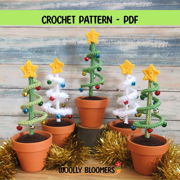 Crochet Spiral Christmas Tree, Home decor, Xmas ornament, Table centrepiece and gift, Experienced Beginner,  PDF PATTERN ONLY