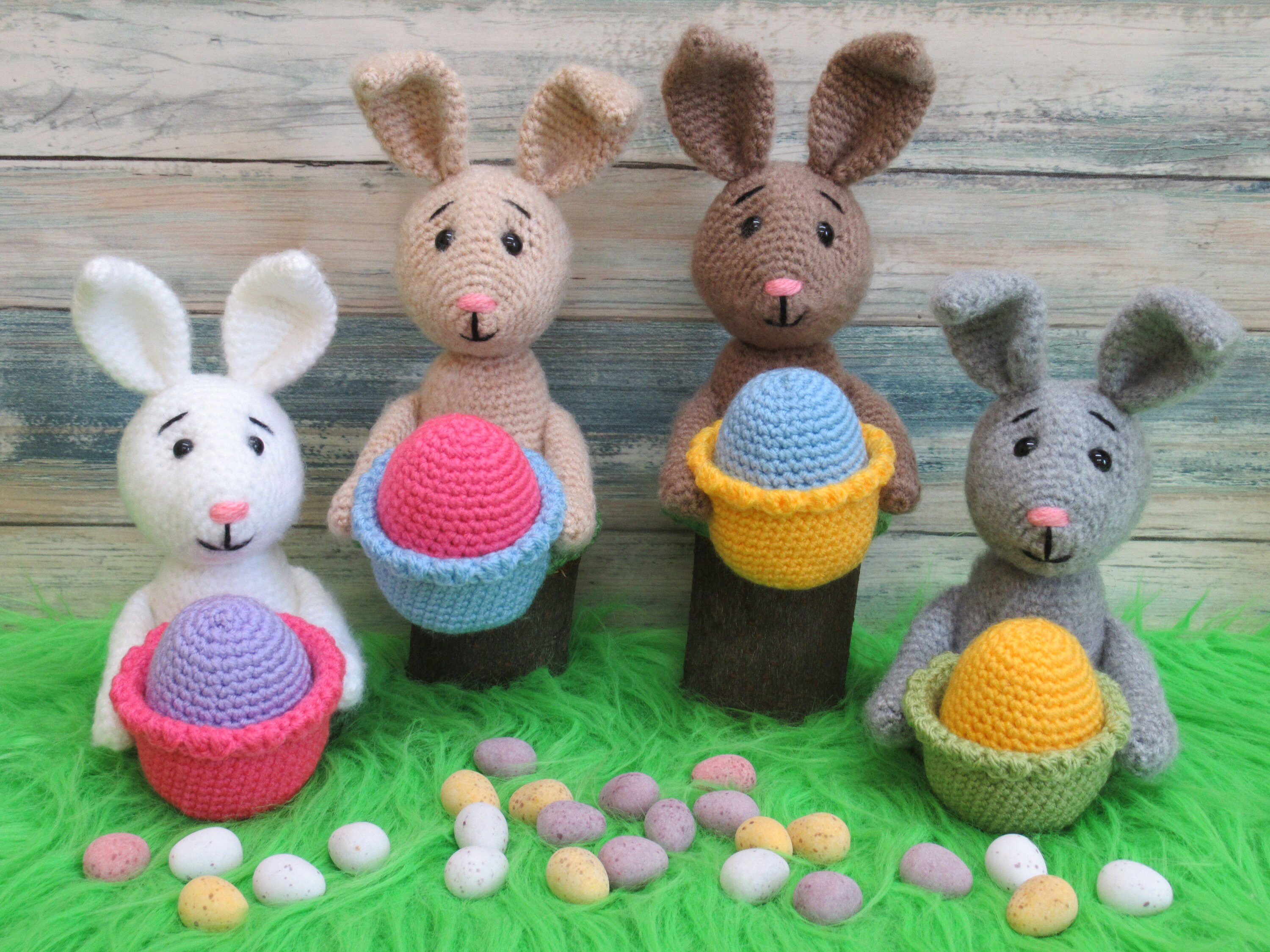Amigurumi Easter Bunny Crochet Pattern: Rabbit With Basket & Egg (PDF ...