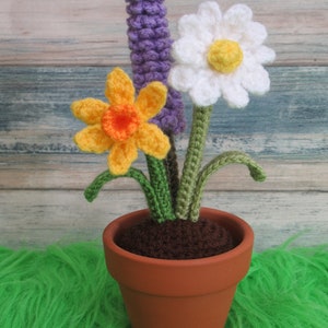 Crochet Spring Flowers, Daffodil Daisy Lavender, Blooming Lovely Flowers, Home decor, Experienced Beginner, PDF pattern only image 6