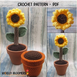 Crochet Sunflower, Pretty Flower Ornament, Beginner Level, PDF Pattern ONLY