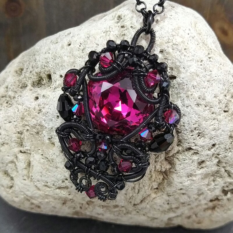Salvatore Magenta Gem Necklace main image 1