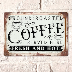 Farmhouse Coffee Bar Metal Sign: Vintage Kitchen Decor