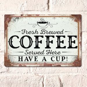 Vintage Coffee Bar Metal Sign: Rustic Kitchen Decor