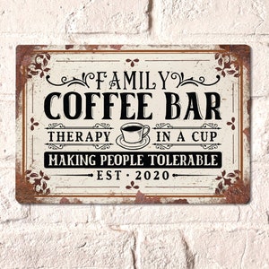 Coffee Sign, Kitchen Wall Art, Vintage Style Wall Decor, Housewarming Gift For Friend, Tin Sign Coffee Gifts, Metal Wall Art Home Decor