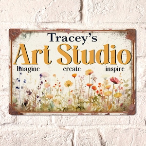 CUSTOM ART STUDIO Sign, Personalized Art Studio Sign, Vintage style Art Studio Sign, Gift For Artist, Gift For Art Teacher, Artist Gifts