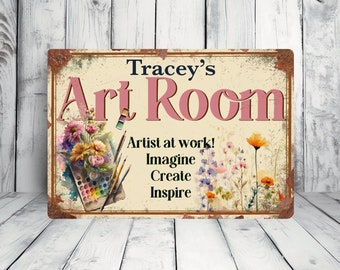 CUSTOM ART ROOM Sign, Personalized Art Room Sign, Vintage Style Art ...