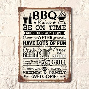 BBQ Rules Metal Sign: Vintage Grill Master Decor