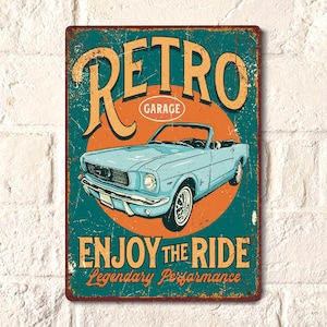 Retro Garage Sign: Classic Car Metal Wall Art