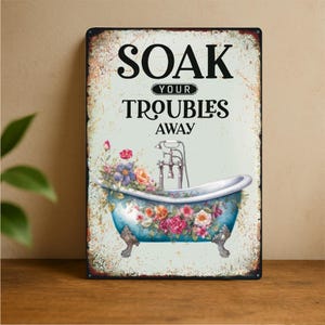 Arte de pared victoriano para baño, letrero de aluminio para puerta de baño, letrero de hojalata vintage, decoración de pared de metal, accesorios de baño para mejorar el hogar