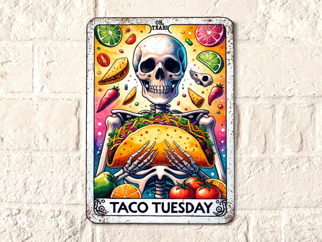 Taco Sign, Tarot Card Retro Metal Signs, Metal Wall Art Poster Print ...