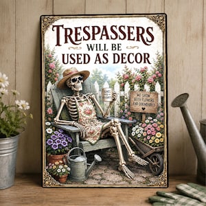 Funny Garden Sign, No Trespassing Garden Sign, Metal Garden Signs, Outdoor Fence Art, Gardening Gifts For Women