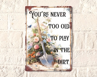Vintage Style Garden Sign: Aluminium Metal Wall Art Decor