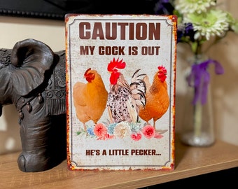 Chicken Coop Sign, Funny Chicken Gifts For Women, Metal Tin Sign For House, Unique Garden Gifts For Grandma, Garden Decor, Cockerel Print