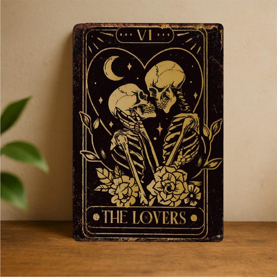 Romantic Sign, Cute Tarot Cards, the Lovers Tarot Card Print