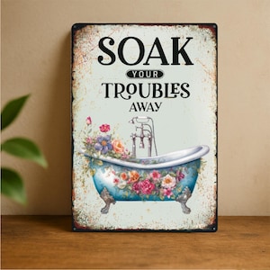 Letreros de baño vintage, póster de metal para pared de baño, placa de aluminio para pared, decoración de puertas, mejoras para el hogar, baño