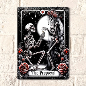 Letrero romántico, Lindas cartas de tarot, Impresión de la carta de tarot de la propuesta, Placas para la pared, Letrero de hojalata con decoración gótica, Regalo gótico para ella, San Valentín