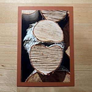 Greeting card with real photo - wooden heart