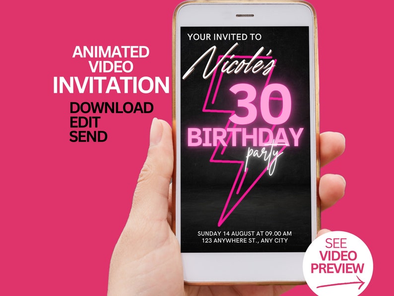 Digital Invitation Birthday Animated Video Invitation Electronic