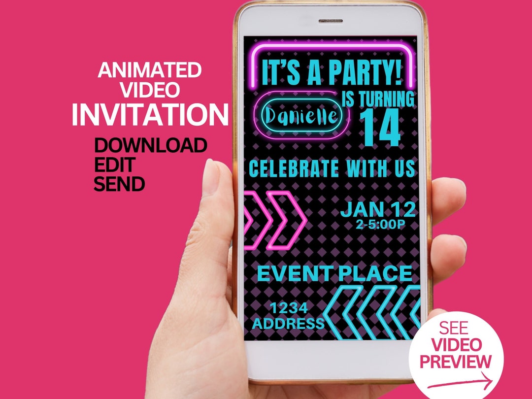 Digital Invitation Birthday Animated Video Invitation Etsy
