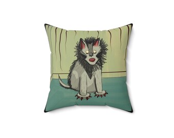 Creepy Creature Pillow, Halloween Decor, Spooky Throw Pillow, Halloween Decoration, Original Art