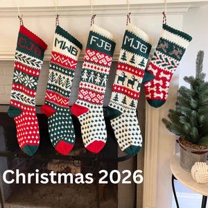 Personalized, Hand knit CHRISTMAS stocking, 100% wool CHRSITMAS 2026