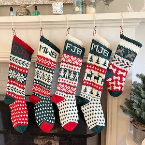 Personalized, Hand knit CHRISTMAS stocking, 100% wool, FAST SHIPPING