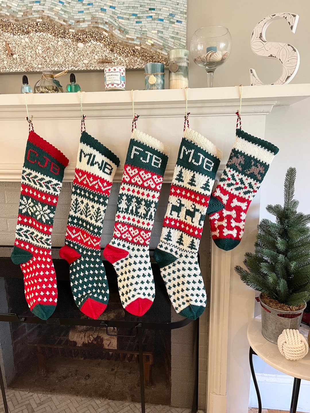 Personalized Hand Knit CHRISTMAS Stocking 100% Wool Etsy