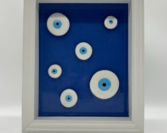 White Rectangular Nazar framed art