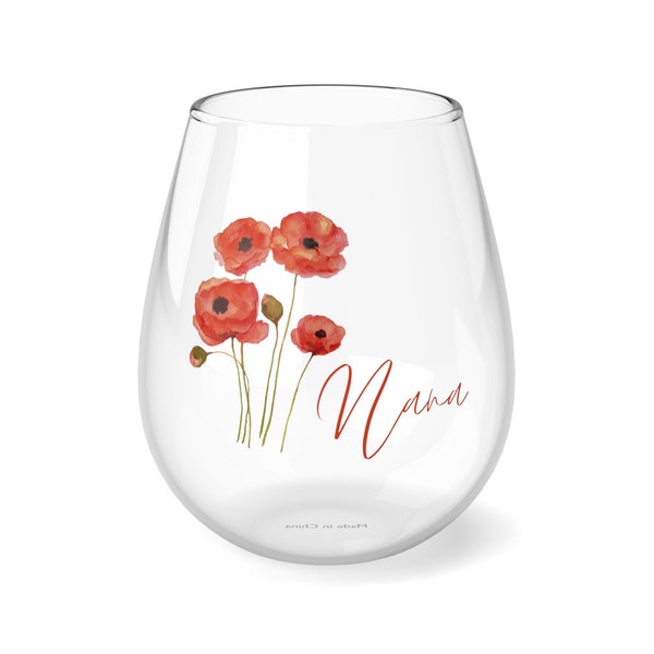 Grandma Wine Glass Birth Flower Wine Glass Nona Gift Mimi Wine Glass Unique Mothers Day Gift New Mom Gift New Grandma Wine Glass Nana Gift