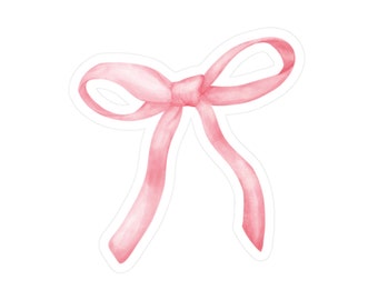 Large Pink Ribbon Sticker, Vinyl Waterproof Sticker, Pink BowSticker, Sticker for hydro flask, laptop, water bottle