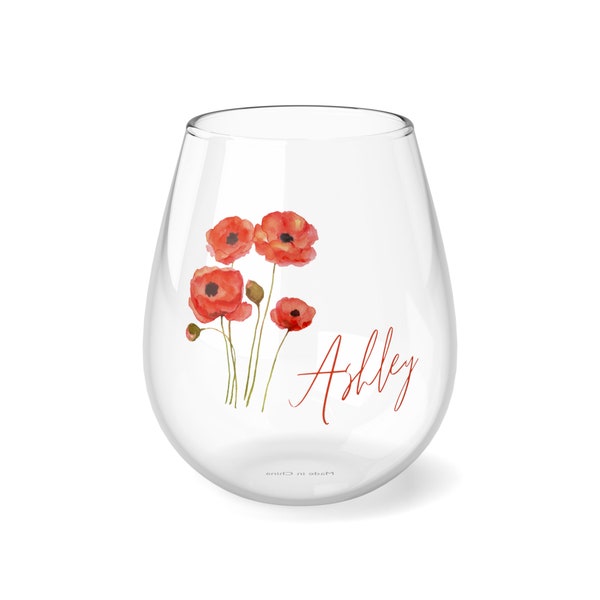 Birth Flower With Personalized Name Wine Glass Mothers Day Gift Custom Birth Month Stemless Wine Glass Gift For Aunt Mom Gift Wedding Custom