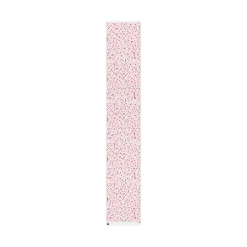 May include: Pink and white wrapping paper with a repeating pattern of red candy canes.
