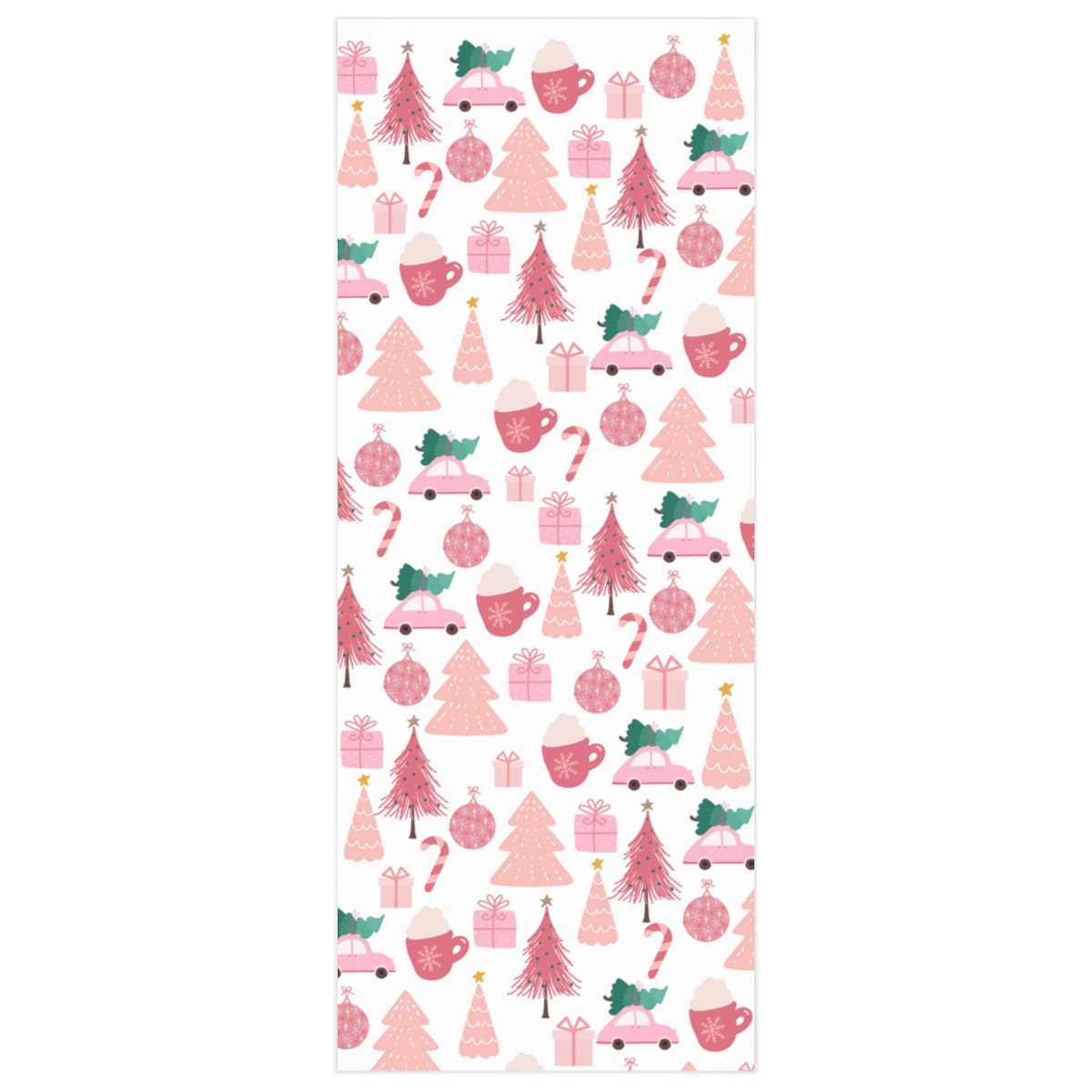 Aesthetic Pink Tree Gift Wrap, Christmas Wrapping Paper, Holiday